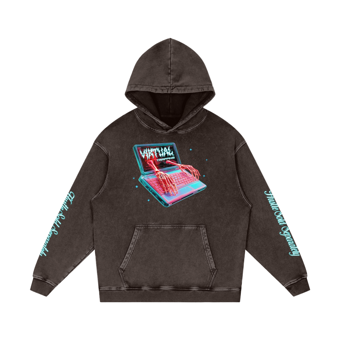 "No Luck’ Snow Washed Loose Cotton Hoodie