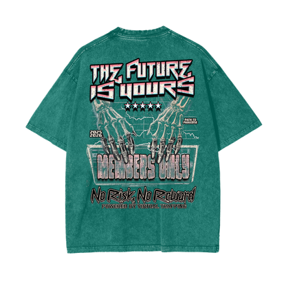 "No Risk, No Reward" Oversize Snow Washed T-Shirt