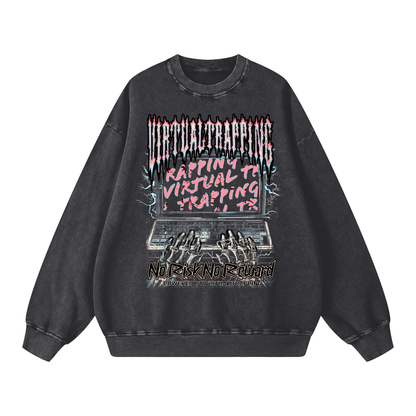 "No Risk, No Reward" Snow Washed Oversized Sweatshirt