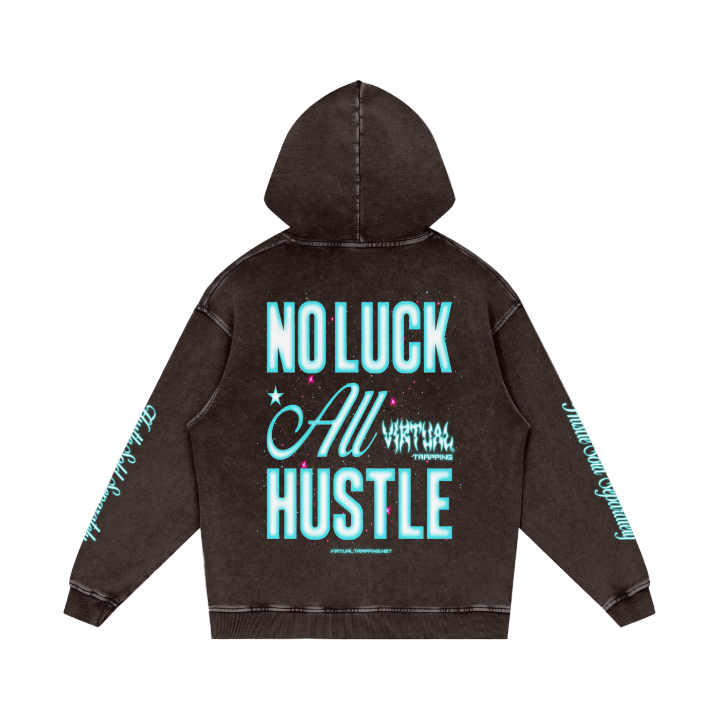 "No Luck’ Snow Washed Loose Cotton Hoodie