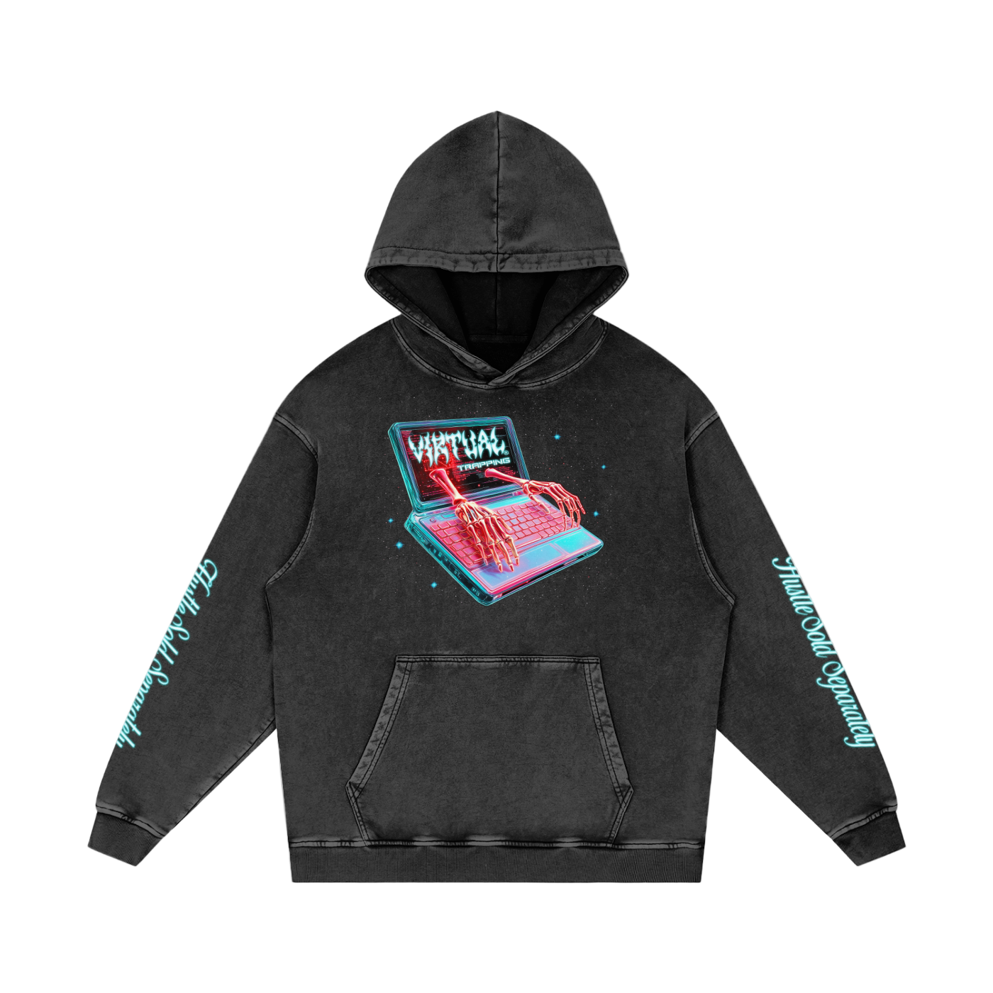 "No Luck’ Snow Washed Loose Cotton Hoodie